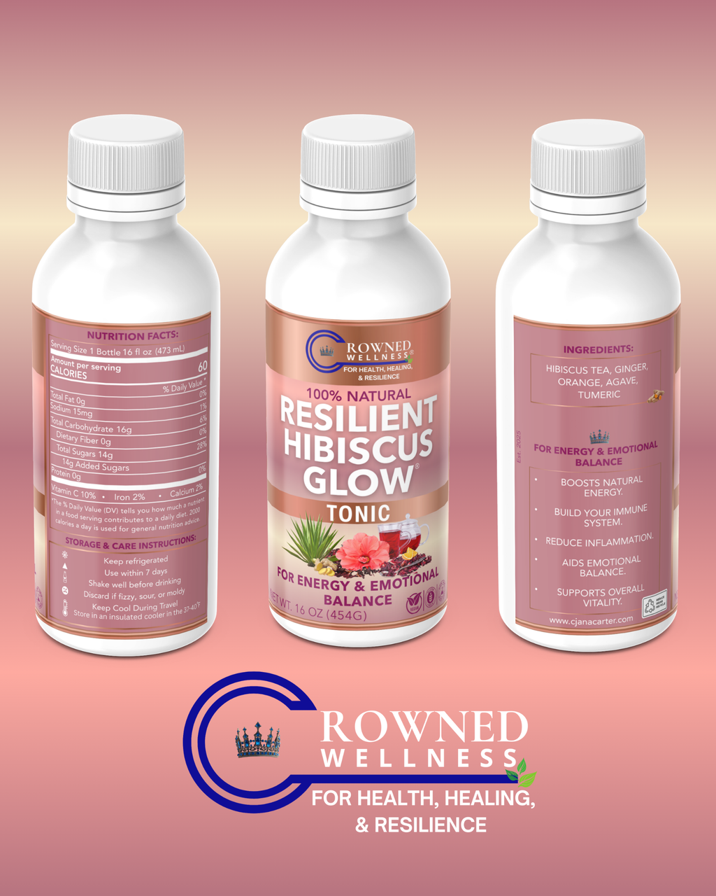 Crowned Wellness Resilient Hibiscus Glow Tonic