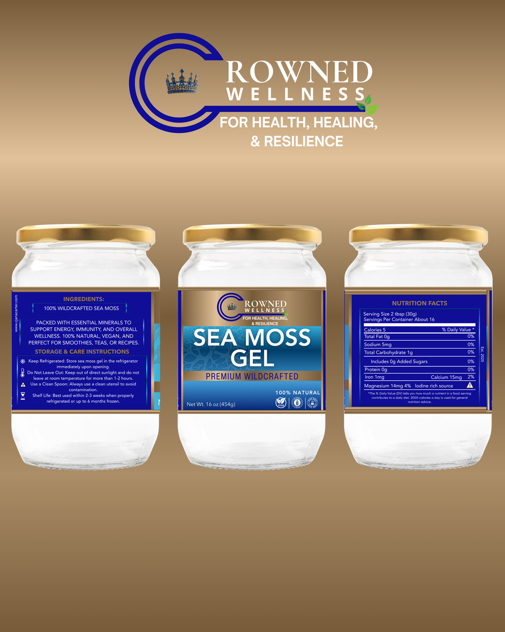 Crowned Wellness Sea Moss Gel Premium Wildcrafted